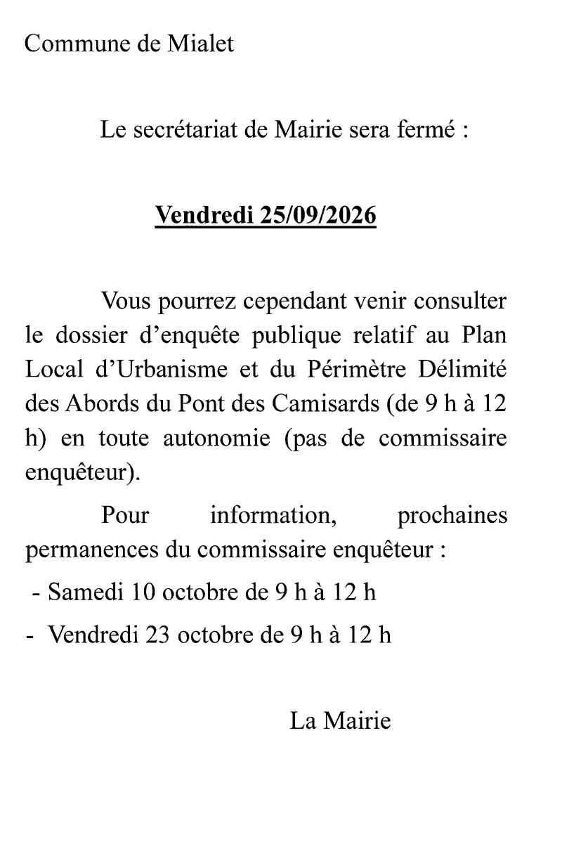 Information de fermeture